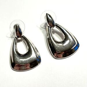Pierced earrings silver doorknocker style long chunky hoops vintage Y2K jewelry
